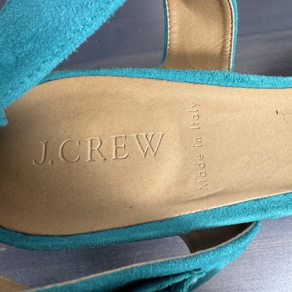 J.Crew Size 9 Lucca Suede Sandals Teal Style 37224 Made in Italy - Picture 12 of 13
